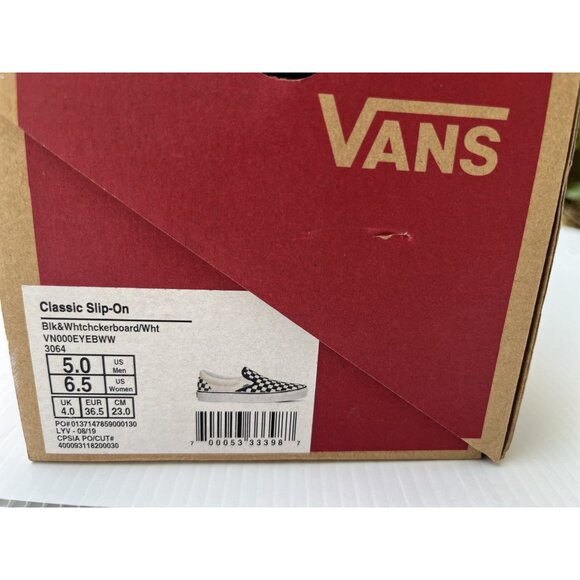 Vans Checkerboard Slip-On Black White Size 6.5 - Picture 4 of 11